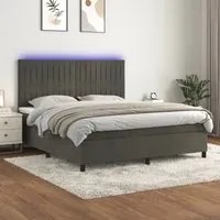 Letto a Molle con Materasso e LED Grigio Scuro 160x200 cm 3136252