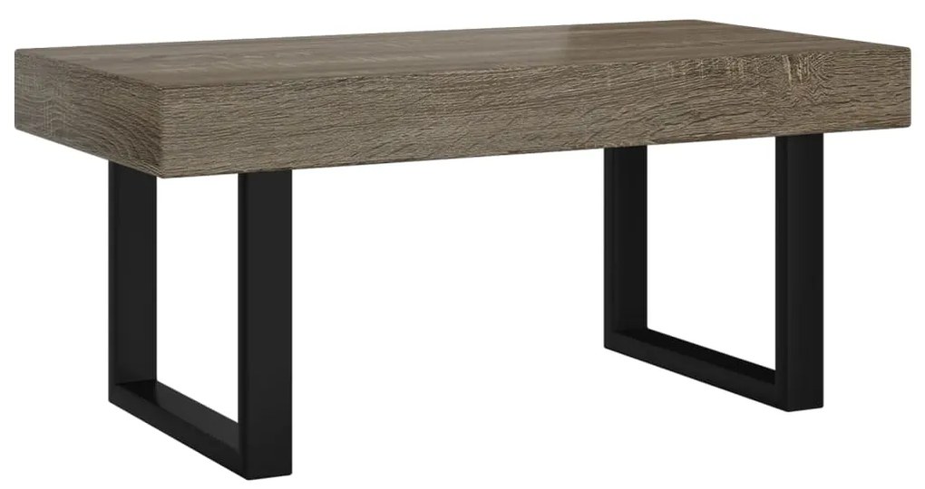 Tavolino da salotto grigio e nero 90x45x40 cm in mdf e ferro