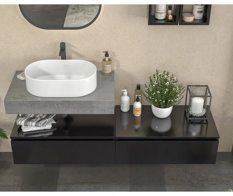 Kamalu - composizione bagno con 2 mobiletti 80 cm e mensolone 80 cm | kam-kk803