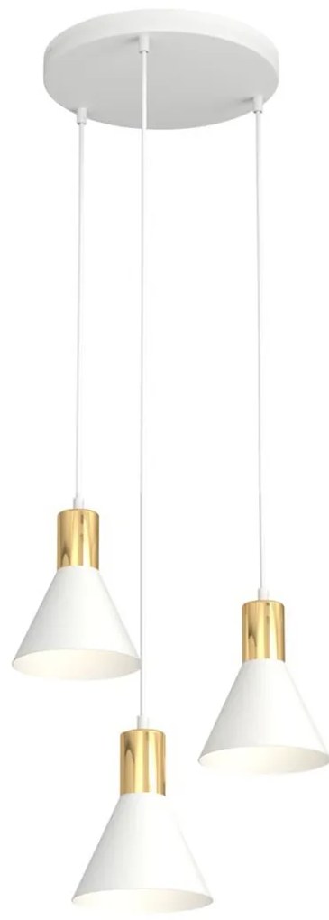 Lampada a sospensione in acciaio ROSA 3 nero/bianco e oro 3xE14