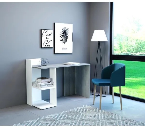 Scrivania MARLO grigio cemento/bianco