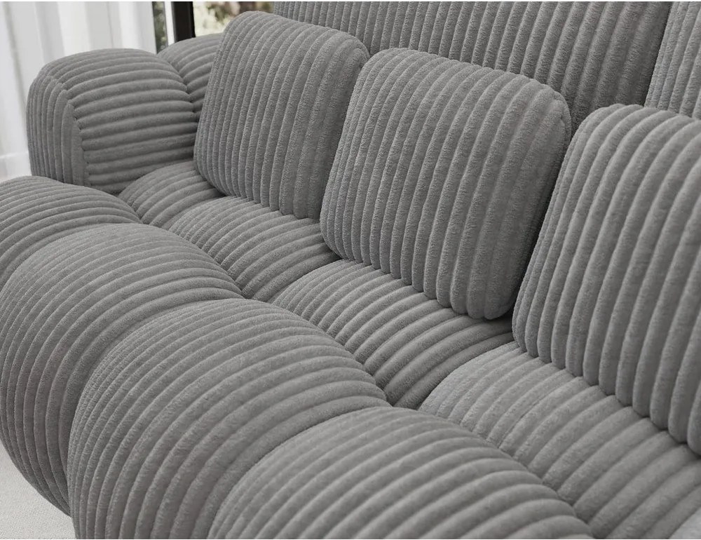 Divano grigio allungabile con rivestimento in velluto a coste 256 cm Cotonn – ELTAP