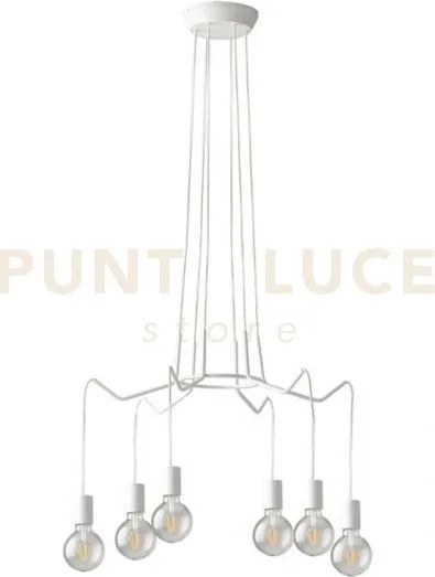 Lampadario a sospensione habitat bianca 6 luci attacco e27 66x120cm...