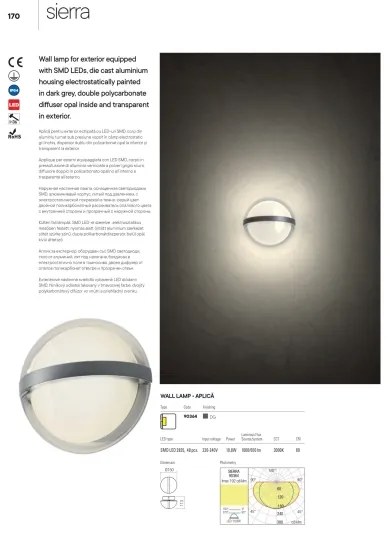 Redo 90364 - LED Applique da esterno SIERRA LED/10,8W/230V IP54