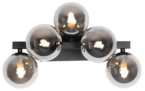 Applique moderna nera con vetro fumé 5 luci - Bianca