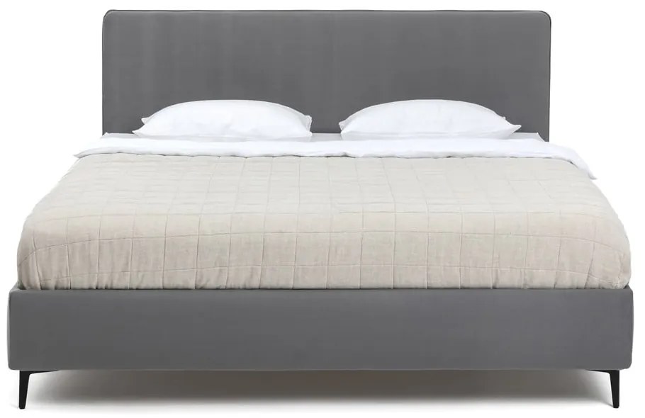 Letto matrimoniale imbottito grigio con rete inclusa 160x200 cm Noira Slim – Bonami Selection