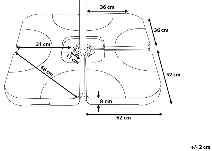 Contrappesi per ombrellone 4 pezzi marroni riempimento acqua/sabbia CARIA Beliani