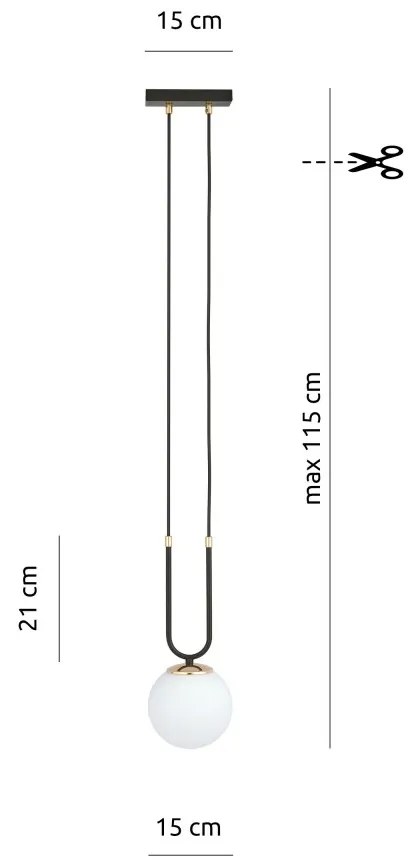 Lampadario a Sospensione in Acciaio e Vetro GLAM 1 Nero E14 Colore delle Sfere Bianco