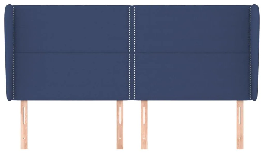 Testiera ad orecchio blu 203x23x118/128 cm in tessuto