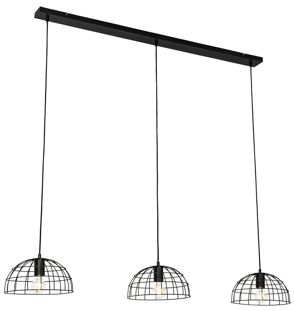 Lampada a sospensione industriale nera 3 luci - Hanze