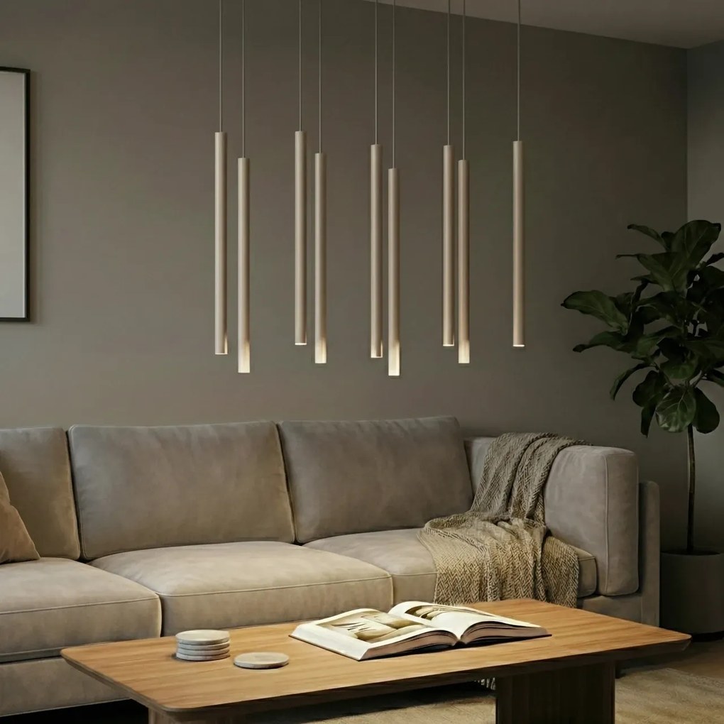 Lampadario a Sospensione in Acciaio SELTER 9 Mokka 9xG9