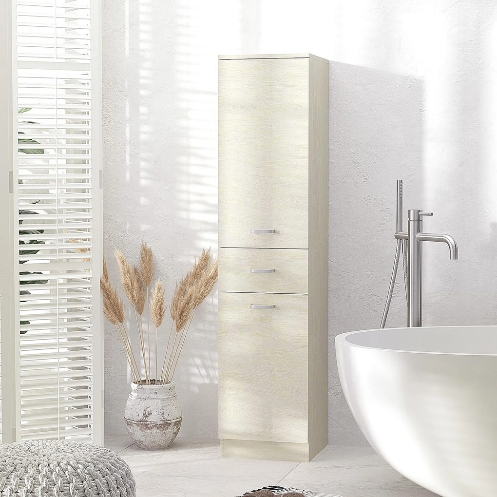 Mobile a Colonna per Bagno 34x34x150 cm 2 Ante 1 Cassetto Color Legno...