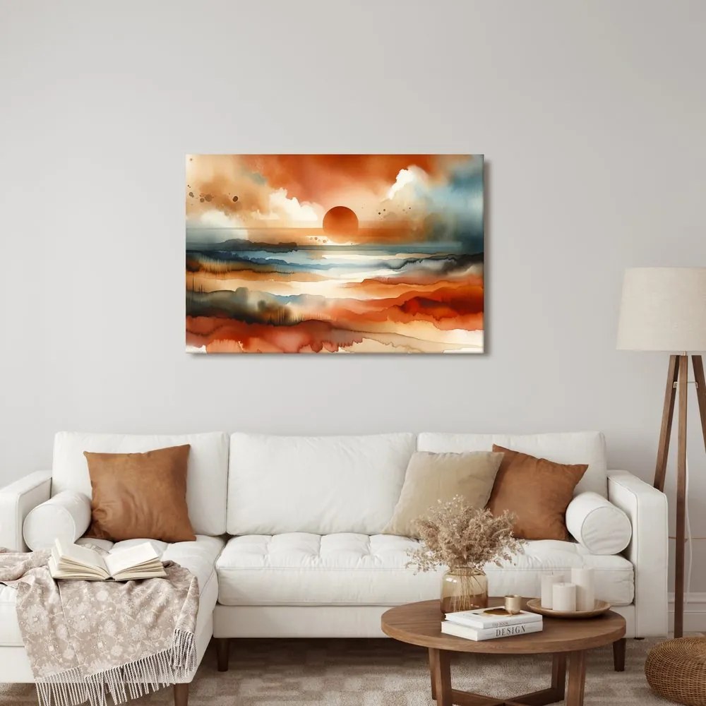 Quadro su tela – Sole al tramonto nel paesaggio