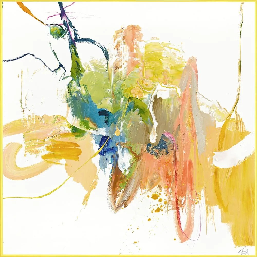 Quadro con elementi dipinti a mano 102x102 cm Confidential Yellow - Malerifabrikken