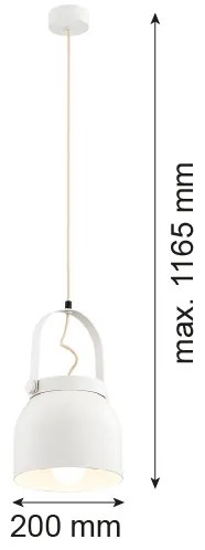 Argon 8280 - Lampadario a sospensione con filo LOGAN 1xE27/15W/230V diametro 20 cm bianco