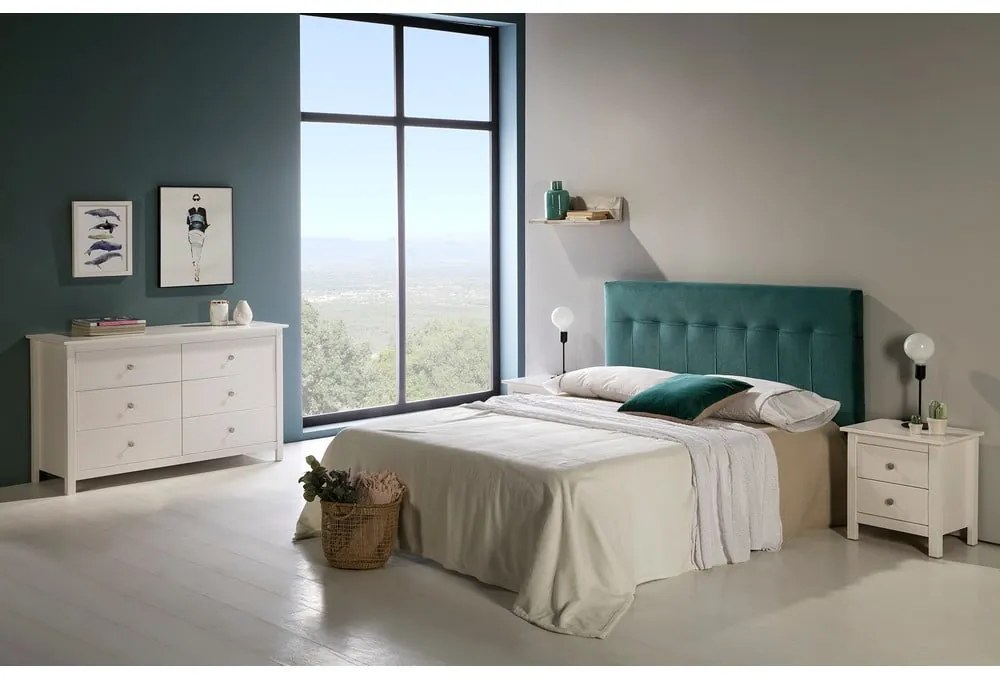 Cassettiera bassa bianca in legno di pino massiccio 130x80 cm Berna - Marckeric