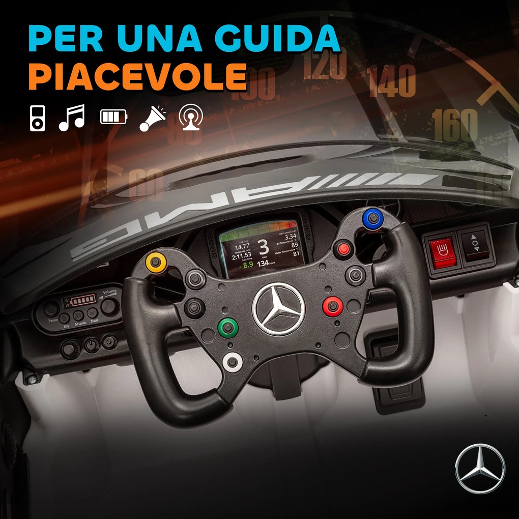 Macchina Elettrica Bambini 3-8 Anni Licenza Ufficiale Mercedes AMG 12V con Telecomando Luci LED Bianco...
