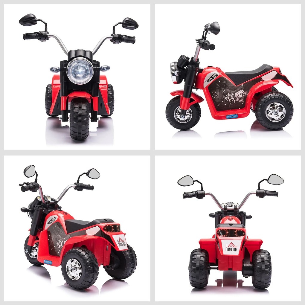 Moto Elettrica per Bambini 6V 3 Ruote Rossa...