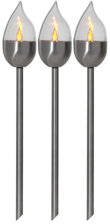 Illuminazioni esterne in set LED con alimentazione a pannelli solari con picchetto 3 pz (altezza totale 40 cm) Olympus – Star Trading
