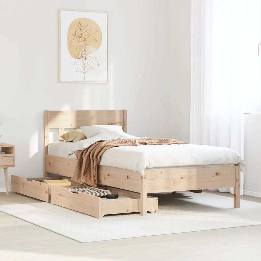 Letto senza materasso 75x190 cm in legno massello pino