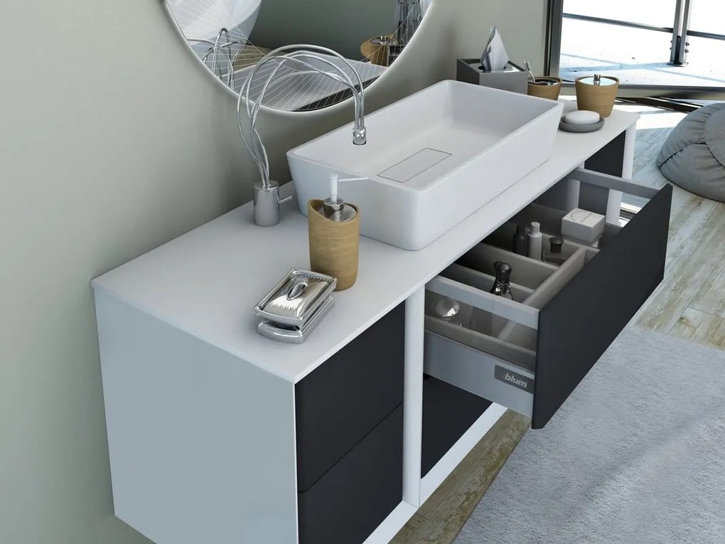Lavabo da appoggio Bellagio BADEN HAUS rettangolare in solid surface L 63 x H 13 x P 33 cm bianco