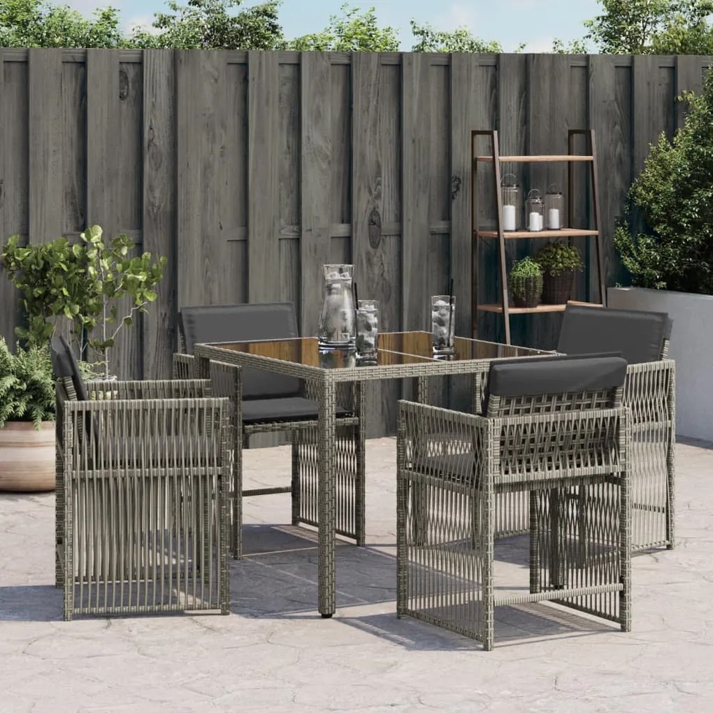 Sedie da giardino con cuscini 4pz grigio in polyrattan