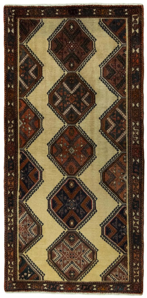 Shiraz Tappeto persiano 70 x 150 Beige (Iran) Annodato A Mano