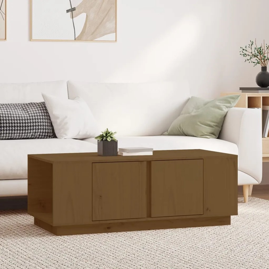 Tavolino Da Salotto Ambra 110x50x40 Cm Legno Massello Di Pino /