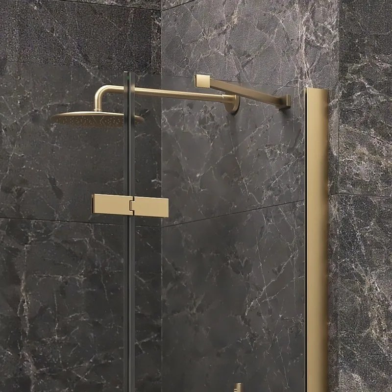 Porta doccia 70cm battente e fisso oro spazzolato | KT4000G - KAMALU