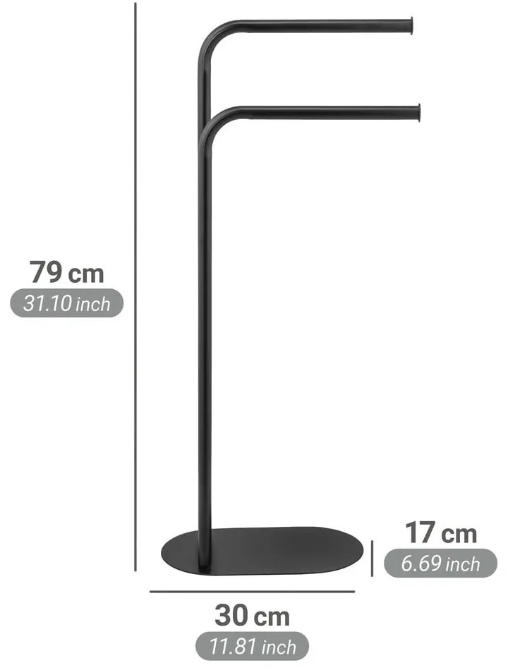 Stand portasciugamani nero in acciaio Levante – Wenko