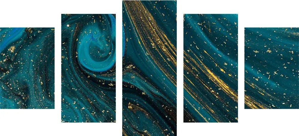 Quadri 5 pezzi – Astrazione smeraldo