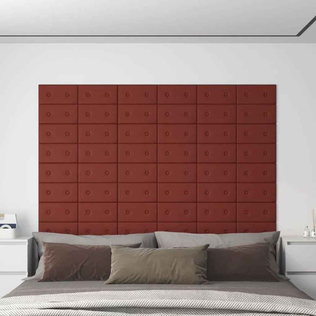 Pannelli Murali 12 Pz Rosso Vino 30x15 Cm İn Similpelle 0,54 M² /