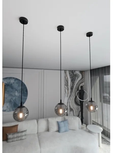 Lampadario a sospensione con filo COSMO 1xE14/10W/230V diametro 14 cm nero/grigio