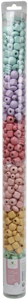 Perline di legno colori pastello in tubo, 300 pezzi