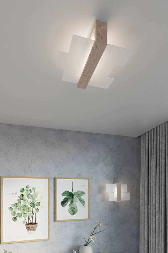 Plafoniera da Soffitto Legno Naturale 2xE27 FENIKS 2 da Interno