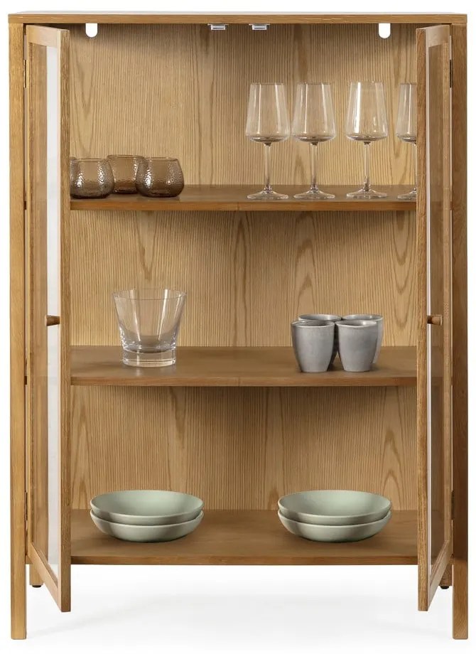 Vetrina di colore naturale con effetto rovere 90x126x40 cm Ceci – MOME