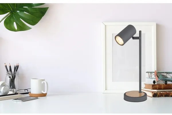 Globo 57910TG - Lampada da tavolo ROBBY 1xGU10/5W/230V grigio/marrone