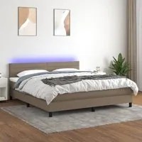 Letto a Molle con Materasso e LED Tortora 160x200 cm in Tessuto 3133249