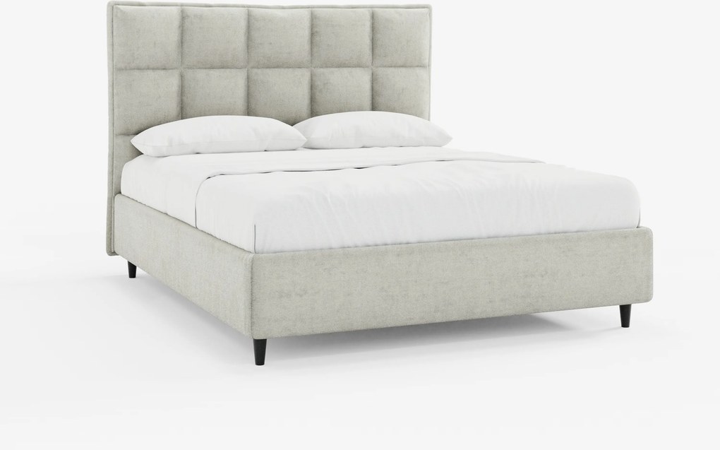 AURO letto imbottito con vano contenitore e testiera capitonné alta in ciniglia Oeko-Tex®