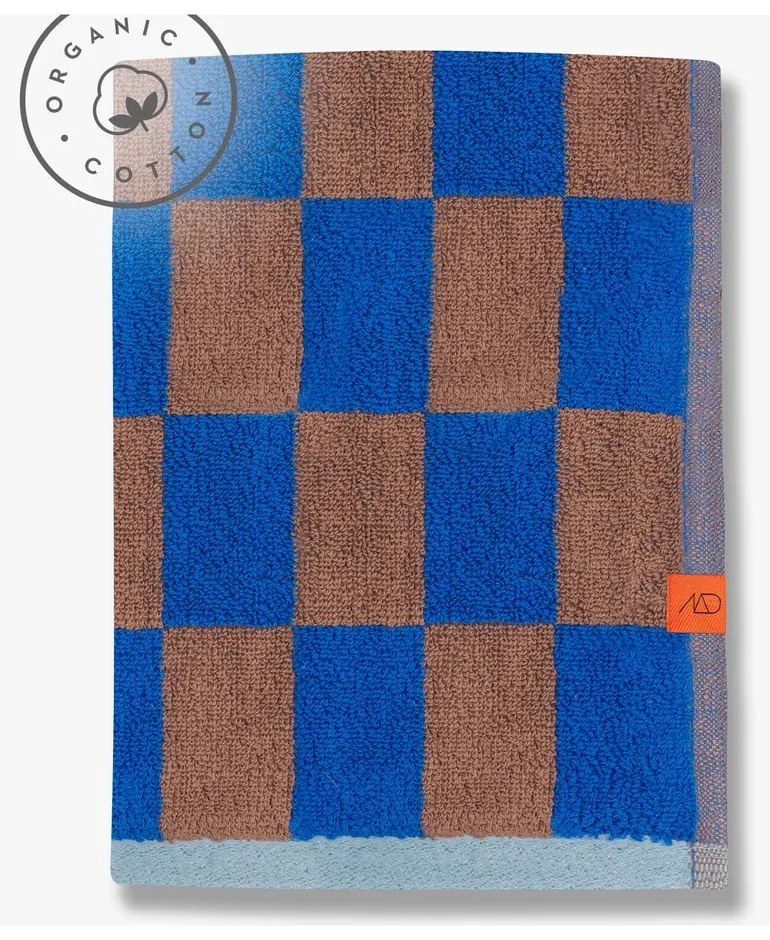 Telo da bagno in cotone biologico blu-marrone 70x133 cm Retro - Mette Ditmer Denmark