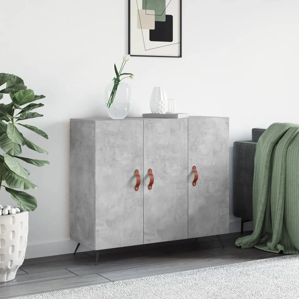 Credenza grigio cemento 90x34x80 cm in legno multistrato