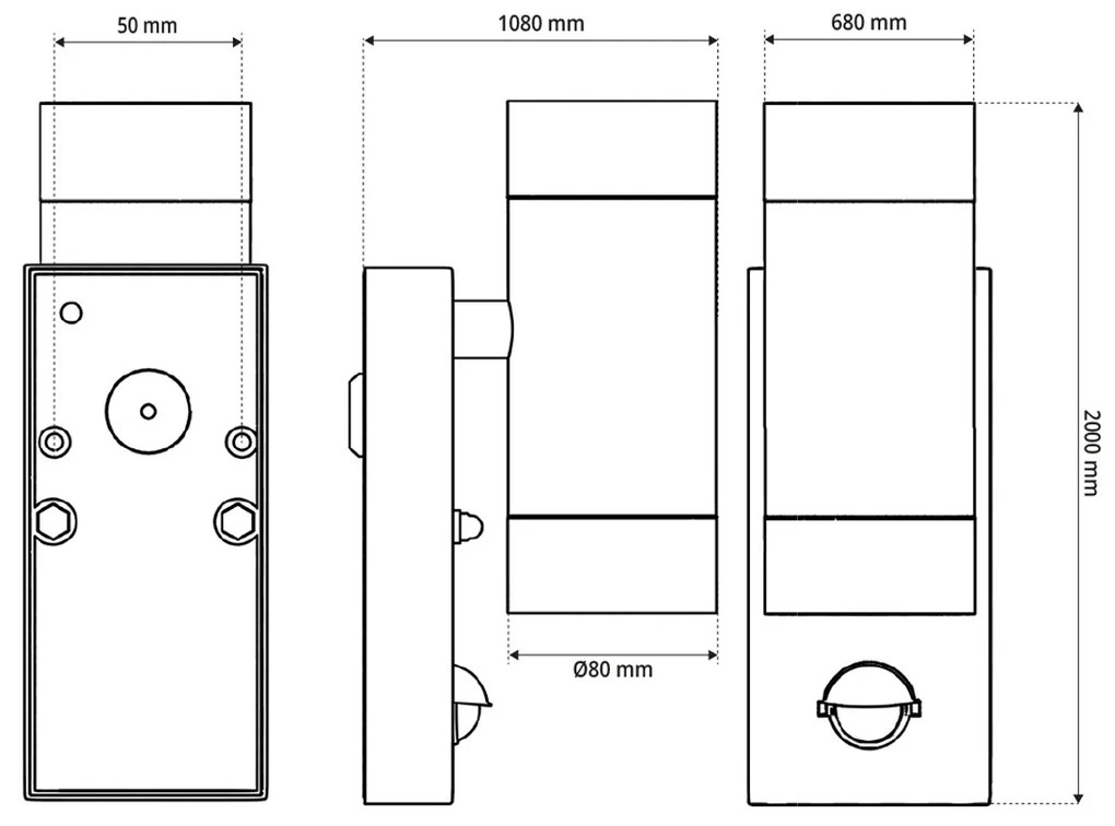 Applique Bidirezionale IP65 2xGU10 con sensore Movimento - Nera