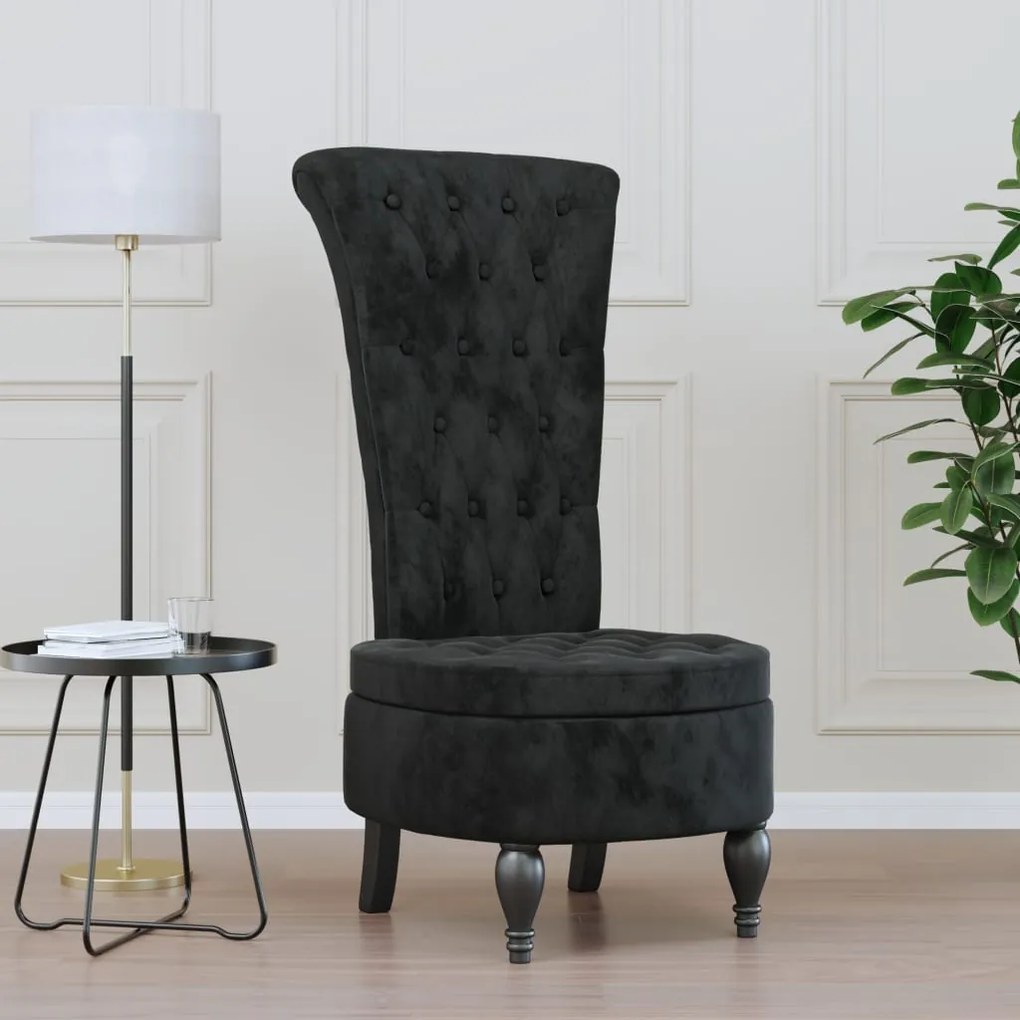 Sedia Schienale Alto Design con Bottoni in Velluto Elegante e Raffinata, Nero