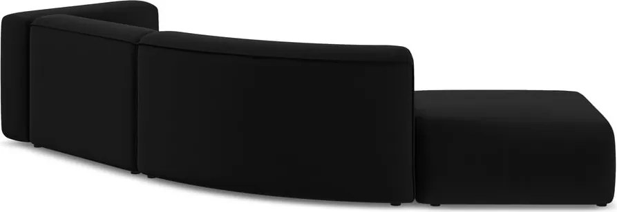 Chaise longue nera (con penisola a sinistra) con rivestimento in velluto Ekahi – Makamii