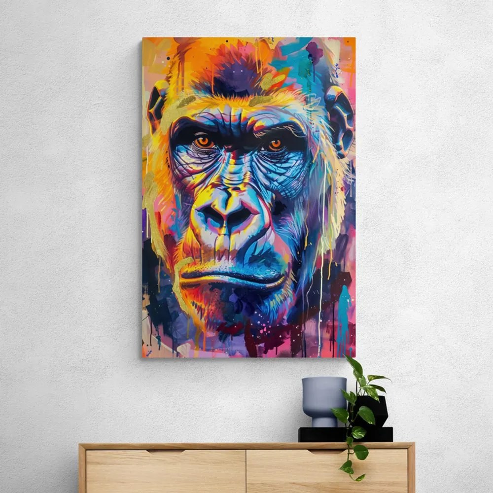 Stampa su tela – Gorilla con imitazione di pittura