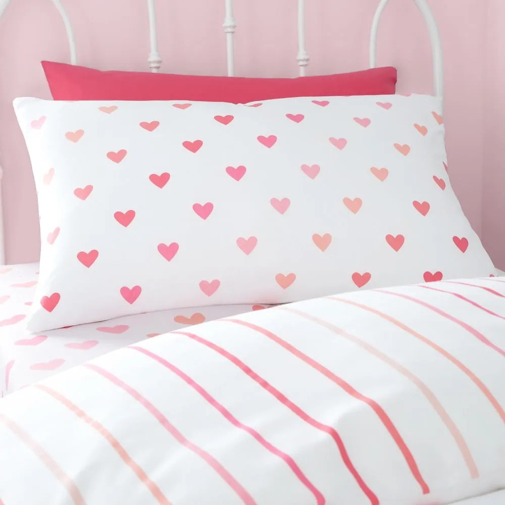 Biancheria da letto singola per bambini a quattro pezzi 135x200 cm So Soft Hearts and Stripes - Catherine Lansfield