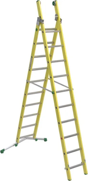 Scala a sfilo FACAL Vetroprima in fibra di vetro 2 rampe da 11 gradini portata massima 150 kg EN 131 per lavori fino a 6.6 m