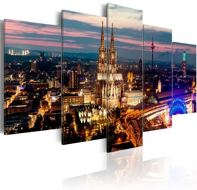 Quadro Koeln  Night Panorama  Colore Beige, Dimensioni e Misure 100x50