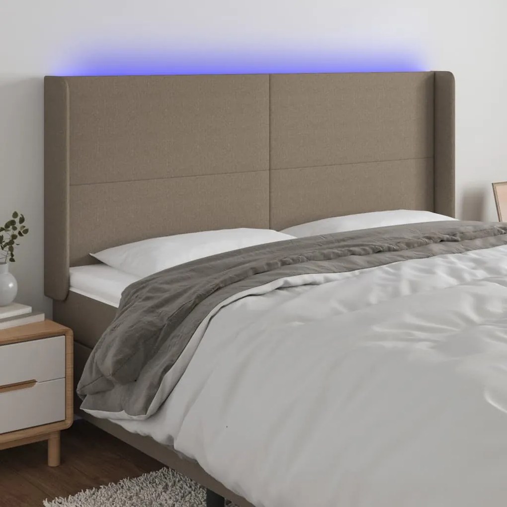 Testiera A Led Tortora 163x16x118/128 Cm İn Tessuto /