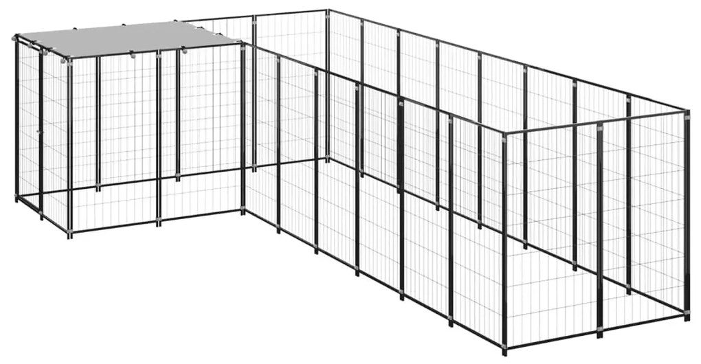 Gabbia per cani nera 6,05 m² in acciaio